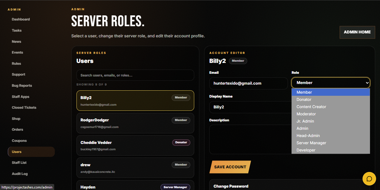 Project Ashes role editor