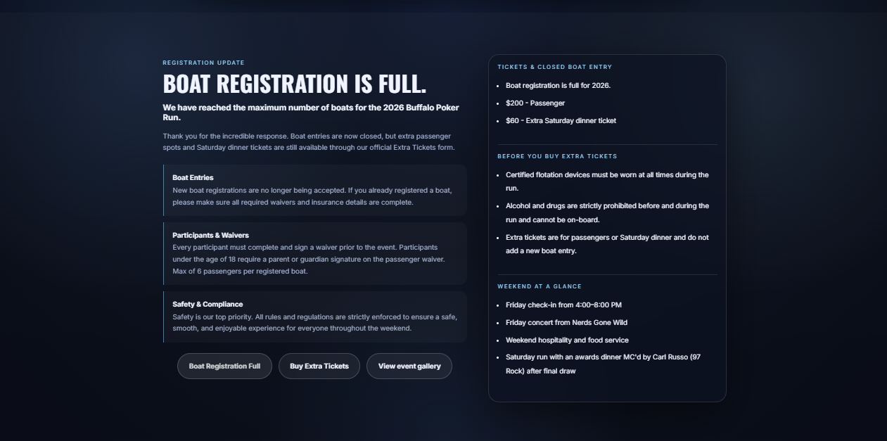 Buffalo Poker Run registration